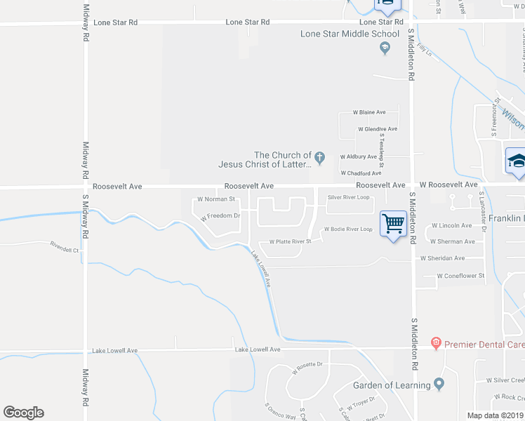 map of restaurants, bars, coffee shops, grocery stores, and more near 11490 West Cumberland River Drive in Nampa