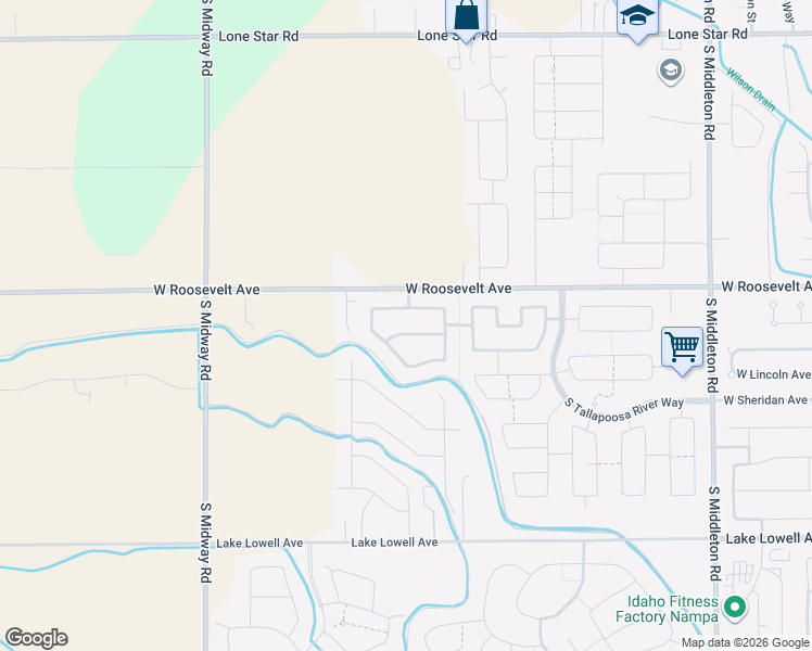 map of restaurants, bars, coffee shops, grocery stores, and more near 11602 W Freedom Dr in Nampa