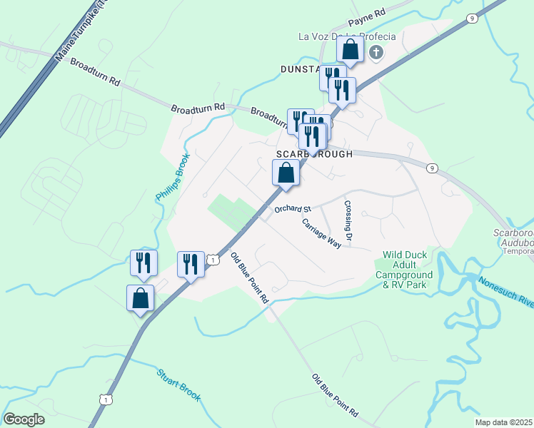 map of restaurants, bars, coffee shops, grocery stores, and more near 656 U.S. 1 in Scarborough