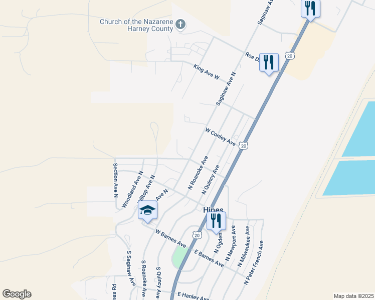 map of restaurants, bars, coffee shops, grocery stores, and more near 304 North Saginaw Avenue in Hines