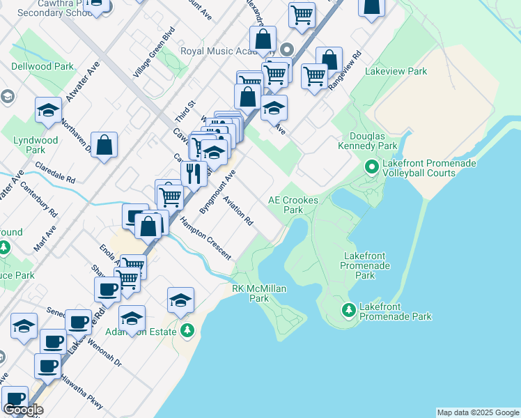 map of restaurants, bars, coffee shops, grocery stores, and more near 880 Goodwin Road in Mississauga