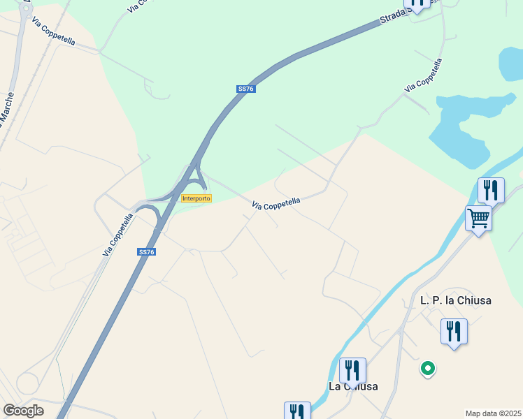 map of restaurants, bars, coffee shops, grocery stores, and more near 47 Via Coppetella in Provincia di Ancona