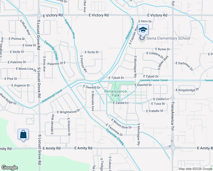 map of restaurants, bars, coffee shops, grocery stores, and more near 4084 South Da Vinci Way in Meridian