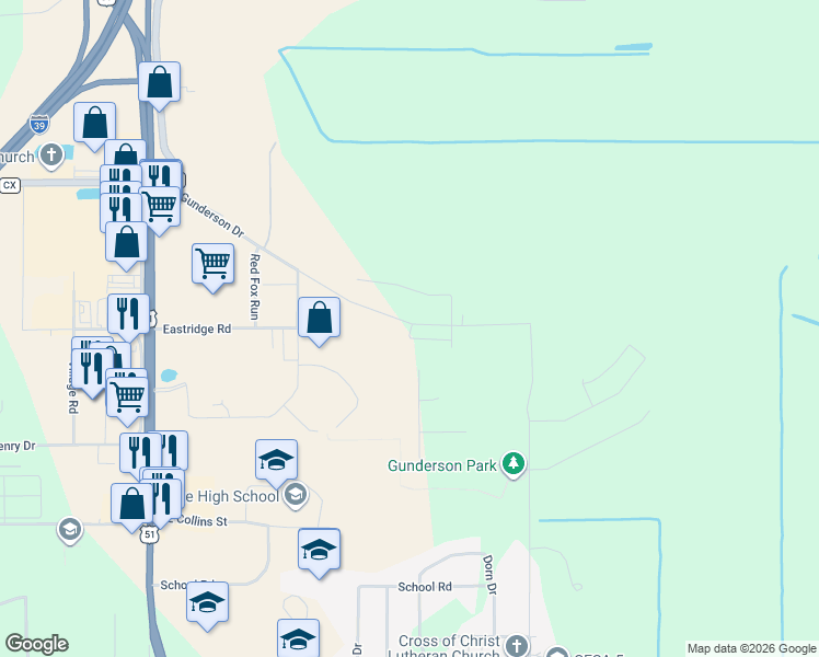 map of restaurants, bars, coffee shops, grocery stores, and more near 2916 Bluebird Drive in Portage