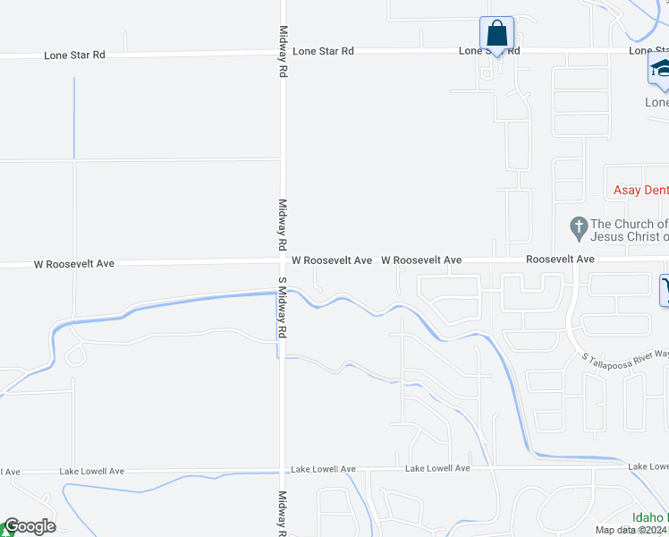 map of restaurants, bars, coffee shops, grocery stores, and more near 11881 Roosevelt Avenue in Nampa