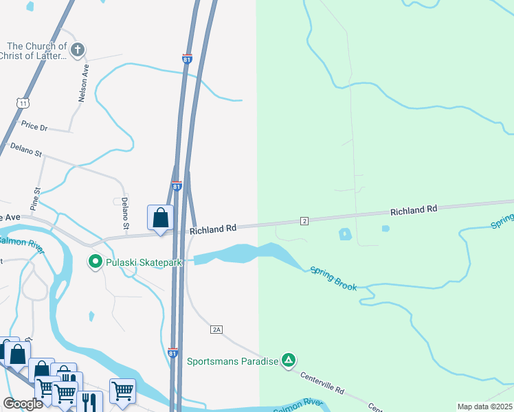 map of restaurants, bars, coffee shops, grocery stores, and more near in Pulaski