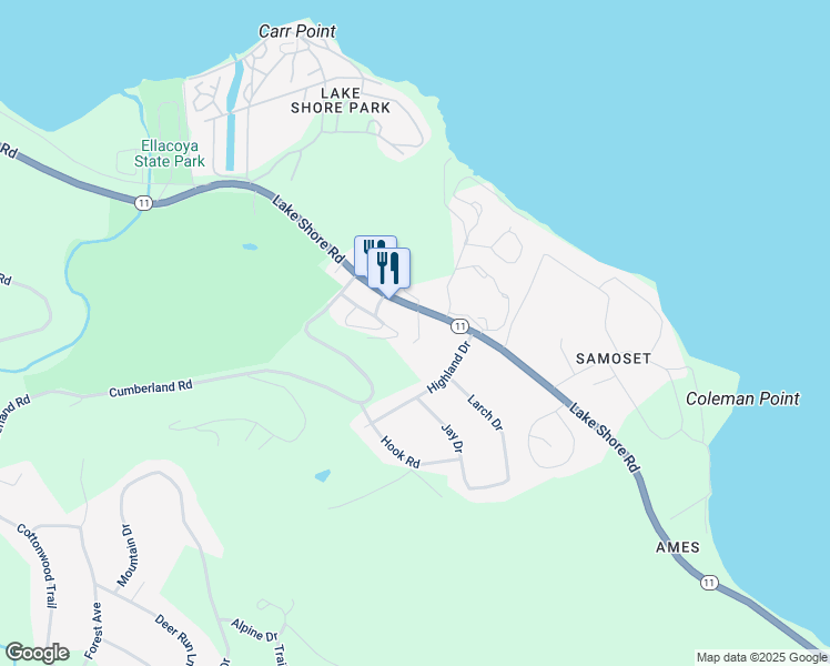 map of restaurants, bars, coffee shops, grocery stores, and more near 2679 Lake Shore Road in Gilford