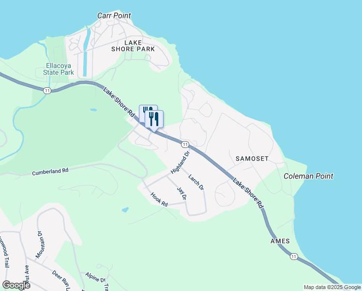 map of restaurants, bars, coffee shops, grocery stores, and more near 2696 Lake Shore Road in Gilford