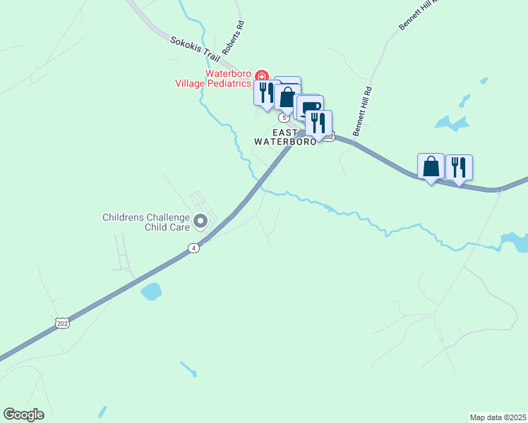 map of restaurants, bars, coffee shops, grocery stores, and more near 30 Mast Camp Road in Waterboro