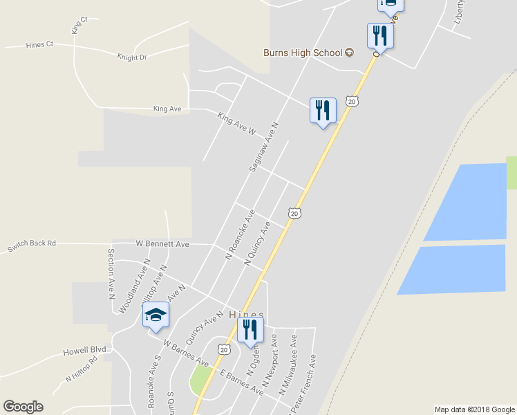 map of restaurants, bars, coffee shops, grocery stores, and more near 213 West Conley Avenue in Hines