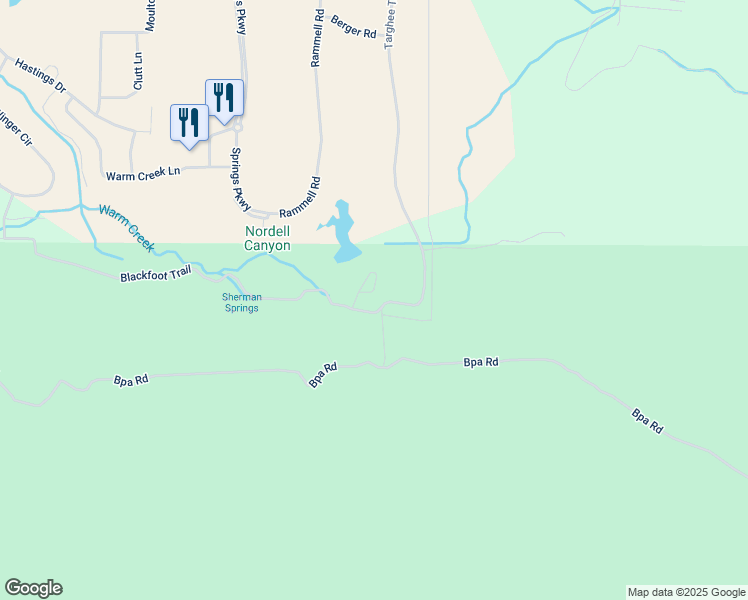 map of restaurants, bars, coffee shops, grocery stores, and more near 29 Bannock Circle in Victor