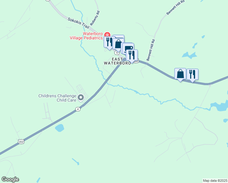 map of restaurants, bars, coffee shops, grocery stores, and more near 30 Mast Camp Road in Waterboro