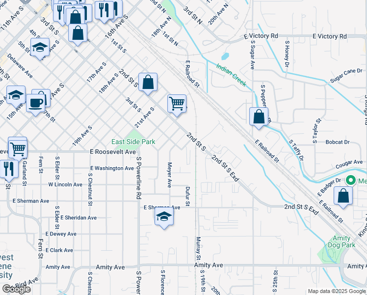 map of restaurants, bars, coffee shops, grocery stores, and more near 216 24th Avenue South in Nampa