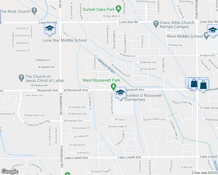 map of restaurants, bars, coffee shops, grocery stores, and more near 2007 West Chadford Avenue in Nampa