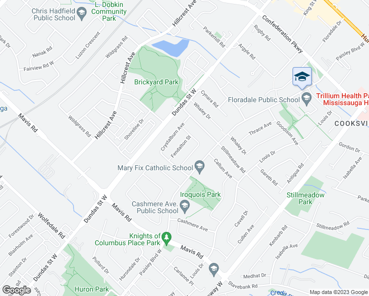 map of restaurants, bars, coffee shops, grocery stores, and more near 472 Fendalton Street in Mississauga