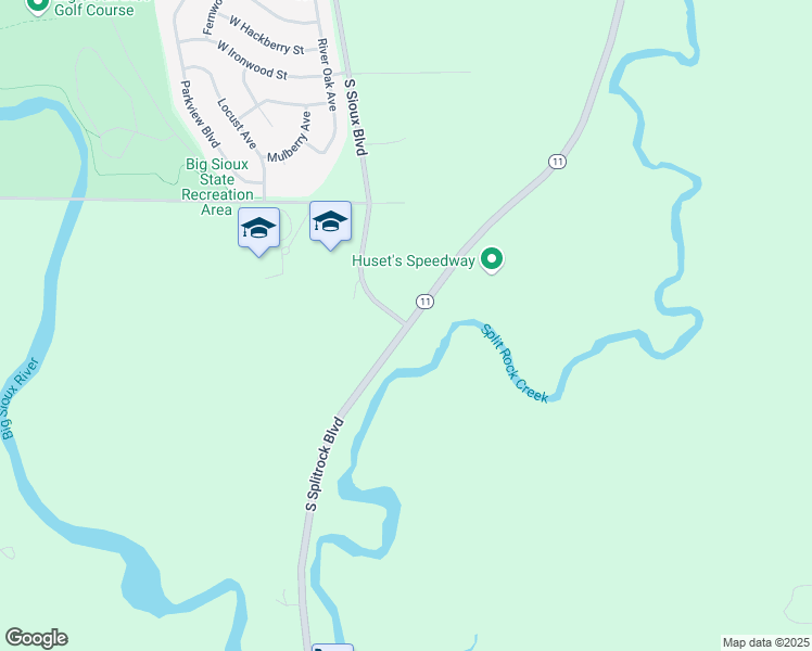 map of restaurants, bars, coffee shops, grocery stores, and more near 2001 South Sioux Boulevard in Brandon