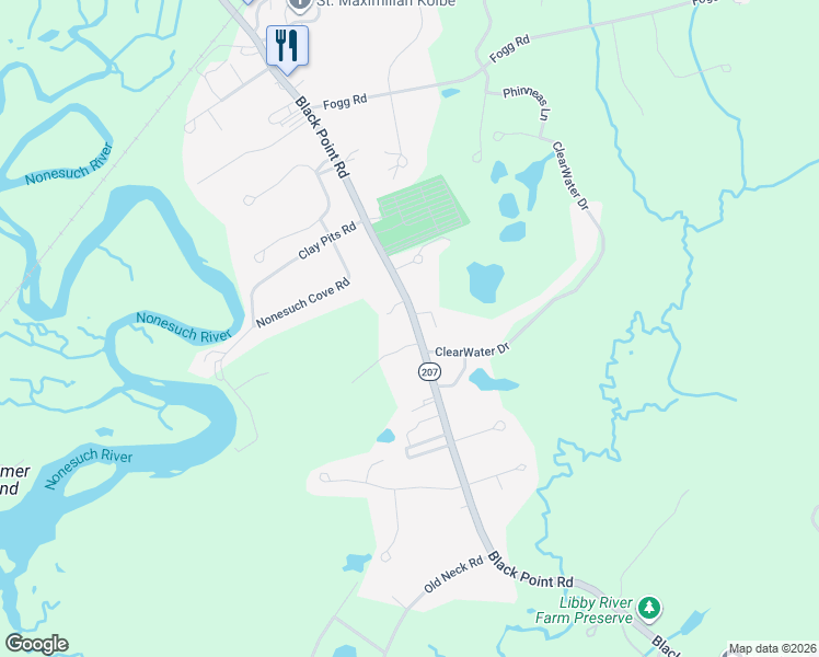 map of restaurants, bars, coffee shops, grocery stores, and more near 227 Black Point Road in Scarborough