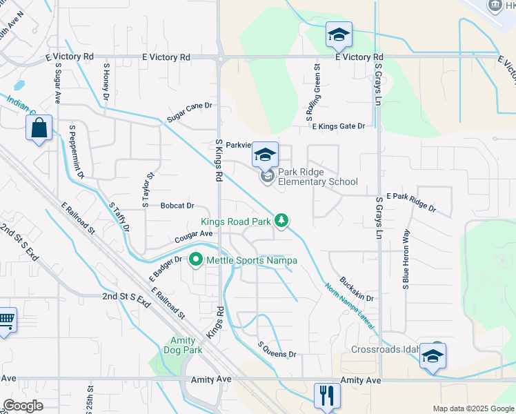 map of restaurants, bars, coffee shops, grocery stores, and more near 3310 East Red Sunset Maple Drive in Nampa