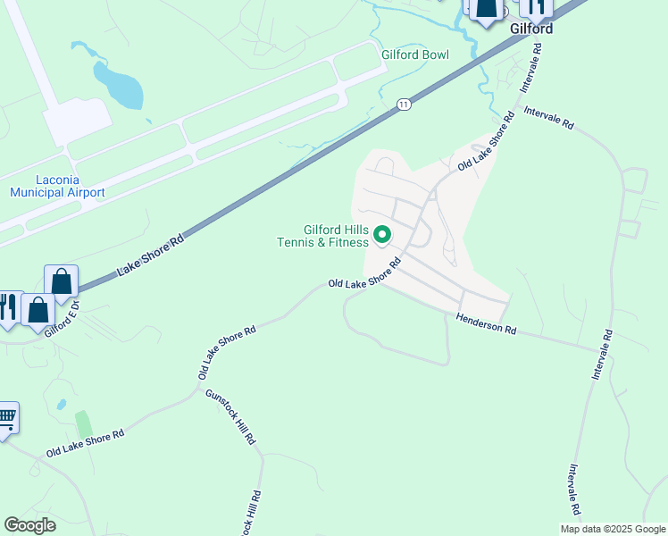 map of restaurants, bars, coffee shops, grocery stores, and more near 264 Old Lake Shore Road in Gilford