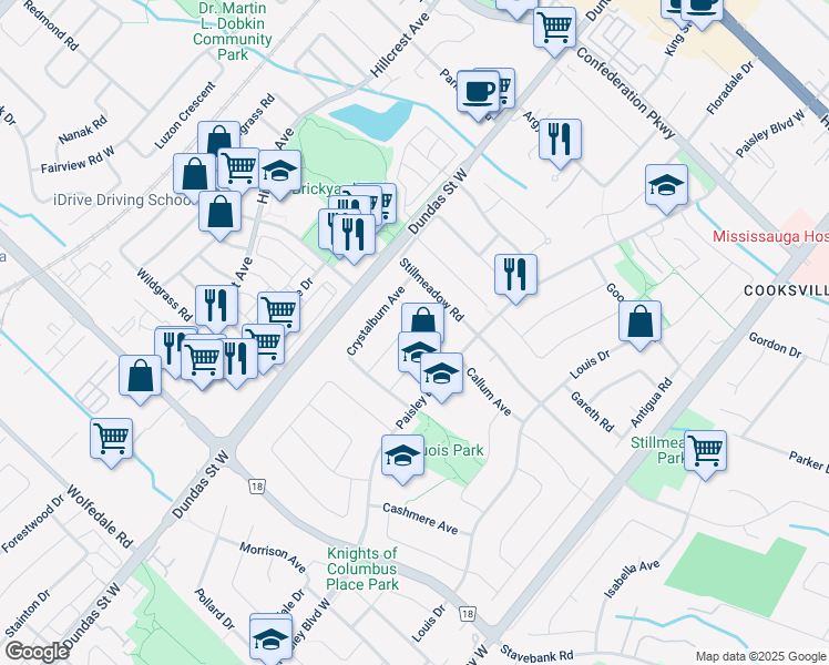 map of restaurants, bars, coffee shops, grocery stores, and more near 472 Fendalton Street in Mississauga