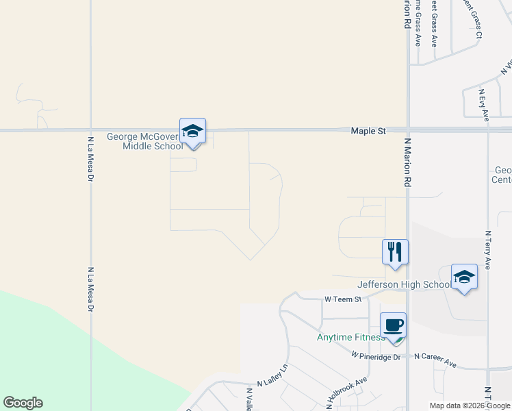 map of restaurants, bars, coffee shops, grocery stores, and more near 2301 North Valley View Road in Sioux Falls