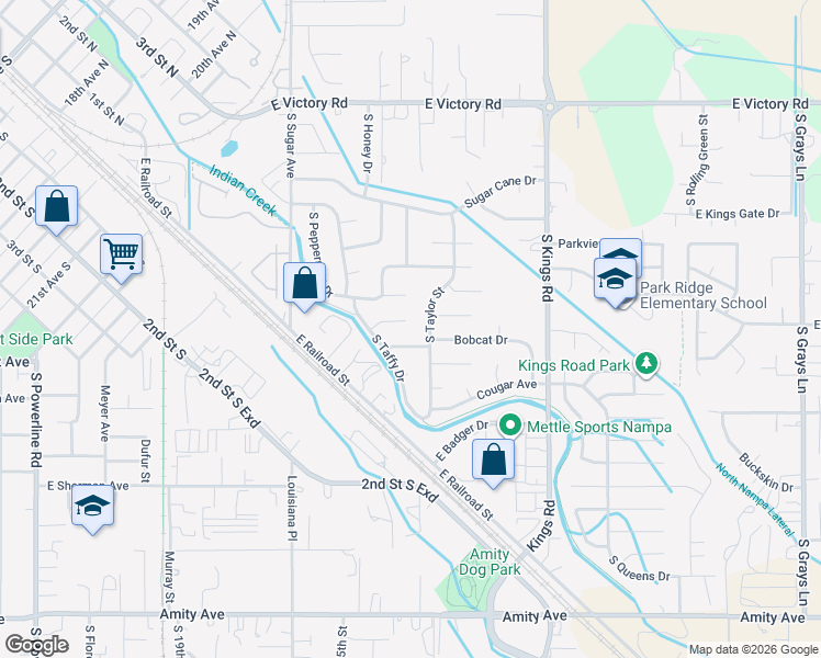 map of restaurants, bars, coffee shops, grocery stores, and more near 2629 Sweet Drive in Nampa