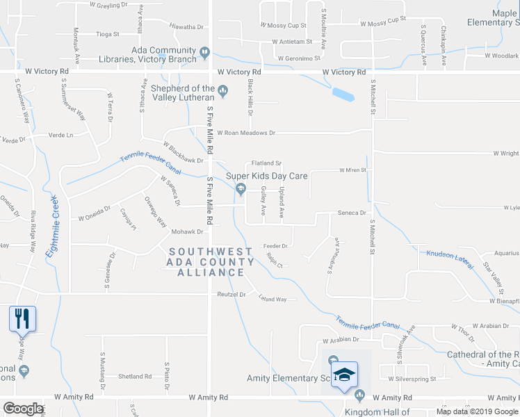 map of restaurants, bars, coffee shops, grocery stores, and more near 3811 Gulley Avenue in Boise