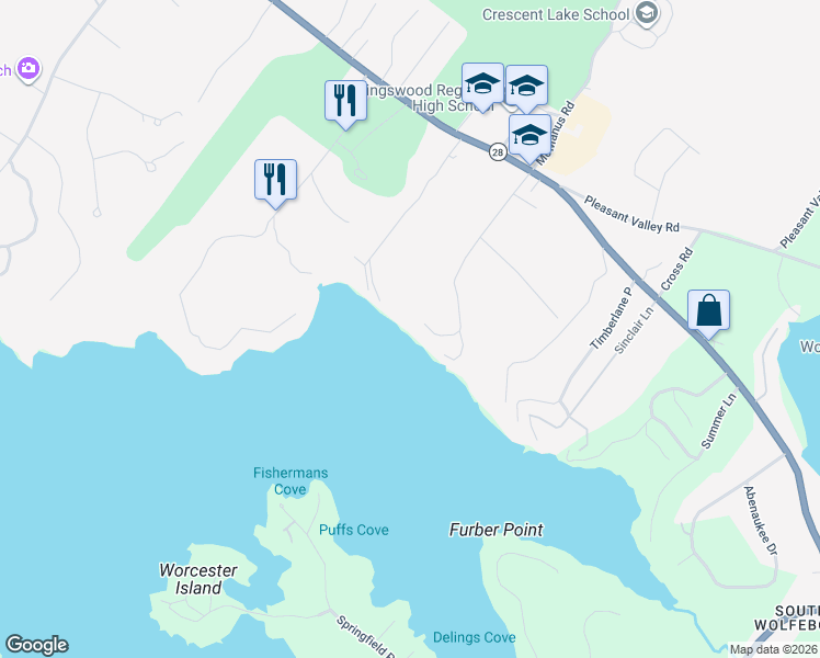 map of restaurants, bars, coffee shops, grocery stores, and more near 94 Canopache Road in Wolfeboro