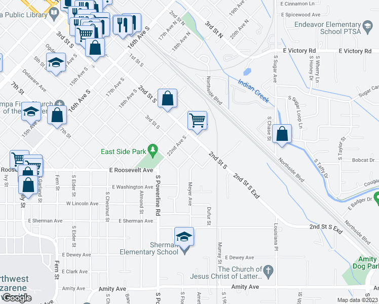 map of restaurants, bars, coffee shops, grocery stores, and more near 227 23rd Avenue South in Nampa