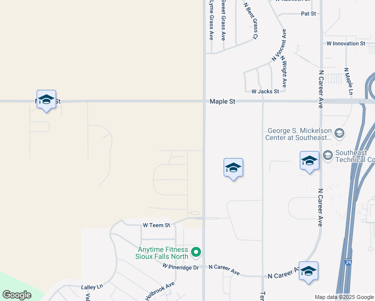 map of restaurants, bars, coffee shops, grocery stores, and more near WEST VISION DRIVE in Sioux Falls