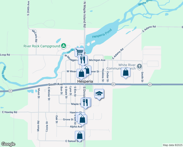 map of restaurants, bars, coffee shops, grocery stores, and more near 123 North Cook Street in Hesperia