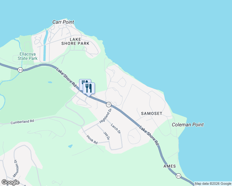 map of restaurants, bars, coffee shops, grocery stores, and more near Samoset Drive in Gilford