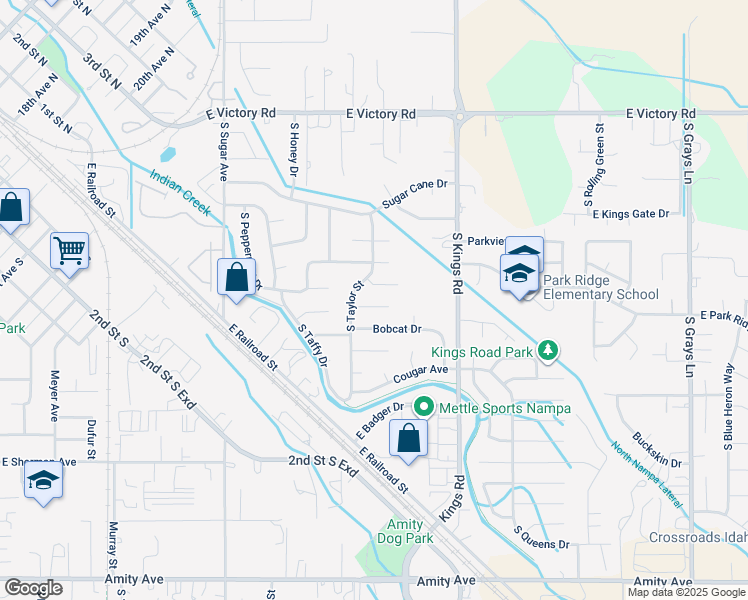 map of restaurants, bars, coffee shops, grocery stores, and more near 2802 Raccoon Court in Nampa