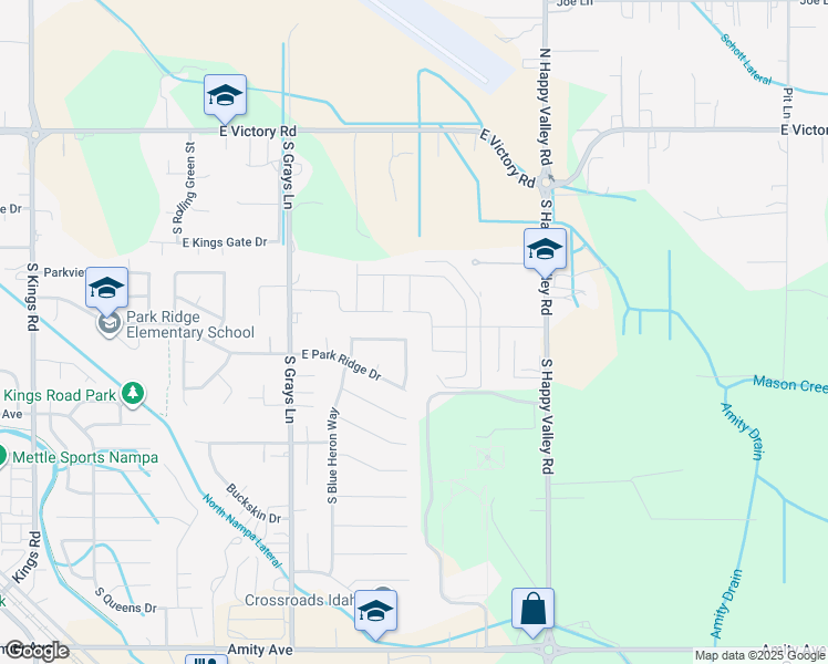 map of restaurants, bars, coffee shops, grocery stores, and more near 80 South Blue Bonnet Way in Nampa