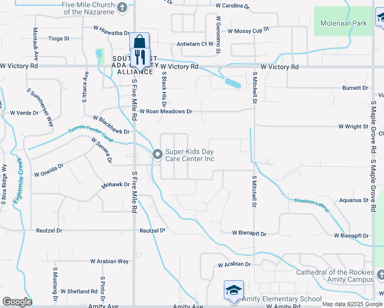 map of restaurants, bars, coffee shops, grocery stores, and more near 3748 Upland Avenue in Boise