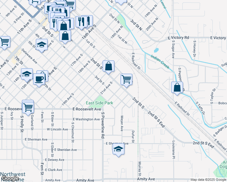 map of restaurants, bars, coffee shops, grocery stores, and more near 2116 3rd St S in Nampa
