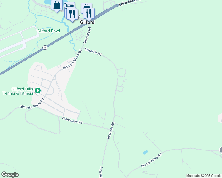 map of restaurants, bars, coffee shops, grocery stores, and more near 260 Intervale Road in Gilford