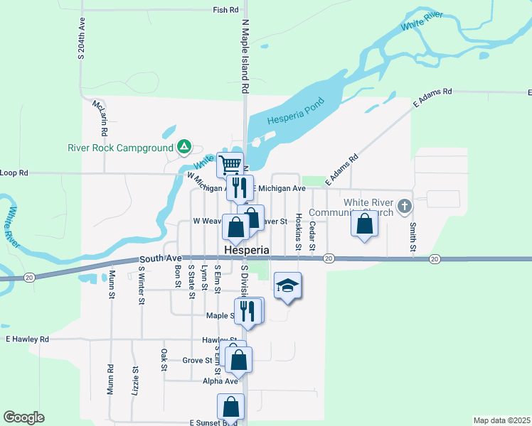 map of restaurants, bars, coffee shops, grocery stores, and more near 123 North Cook Street in Hesperia