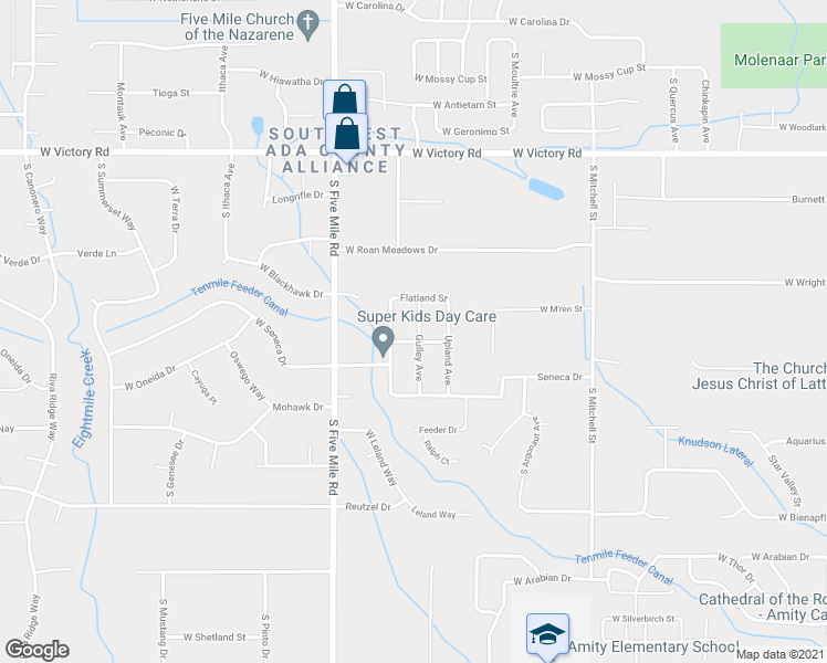 map of restaurants, bars, coffee shops, grocery stores, and more near 3721 Gulley Avenue in Boise