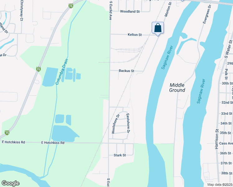map of restaurants, bars, coffee shops, grocery stores, and more near 1000 Morton Street in Bay City
