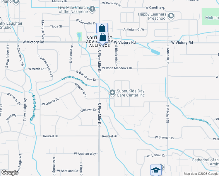 map of restaurants, bars, coffee shops, grocery stores, and more near 3691 Black Hills Avenue in Boise