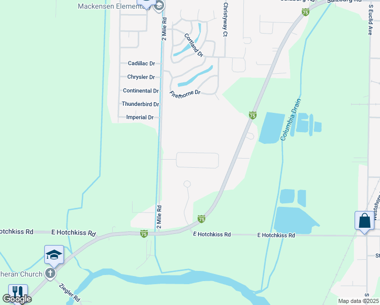map of restaurants, bars, coffee shops, grocery stores, and more near 3000 Creekwood Circle in Bay City
