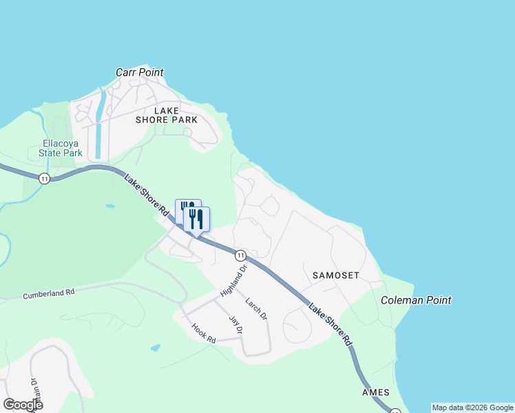 map of restaurants, bars, coffee shops, grocery stores, and more near Samoset Drive in Gilford