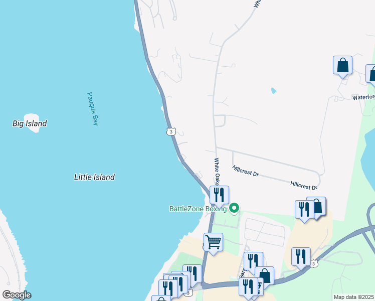 map of restaurants, bars, coffee shops, grocery stores, and more near 83 Weirs Boulevard in Laconia