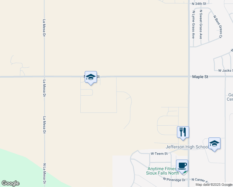 map of restaurants, bars, coffee shops, grocery stores, and more near 2301 North Valley View Road in Sioux Falls