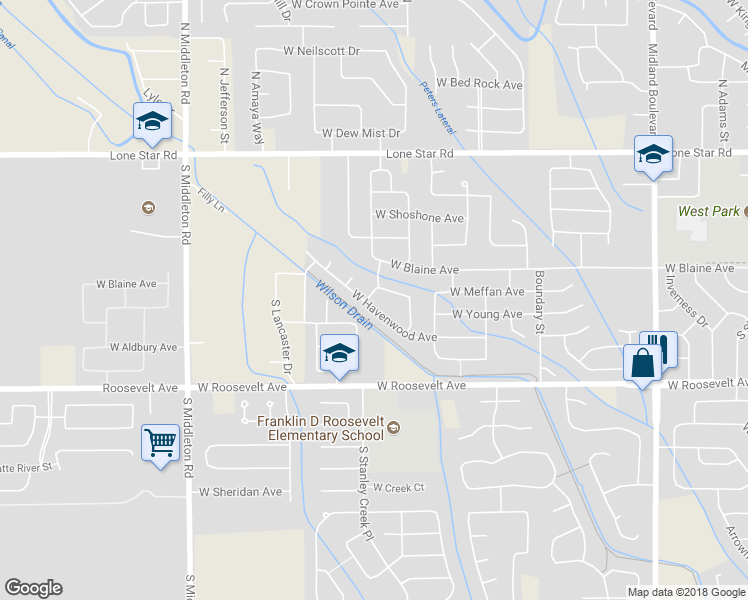 map of restaurants, bars, coffee shops, grocery stores, and more near 1920 West Havenwood Avenue in Nampa