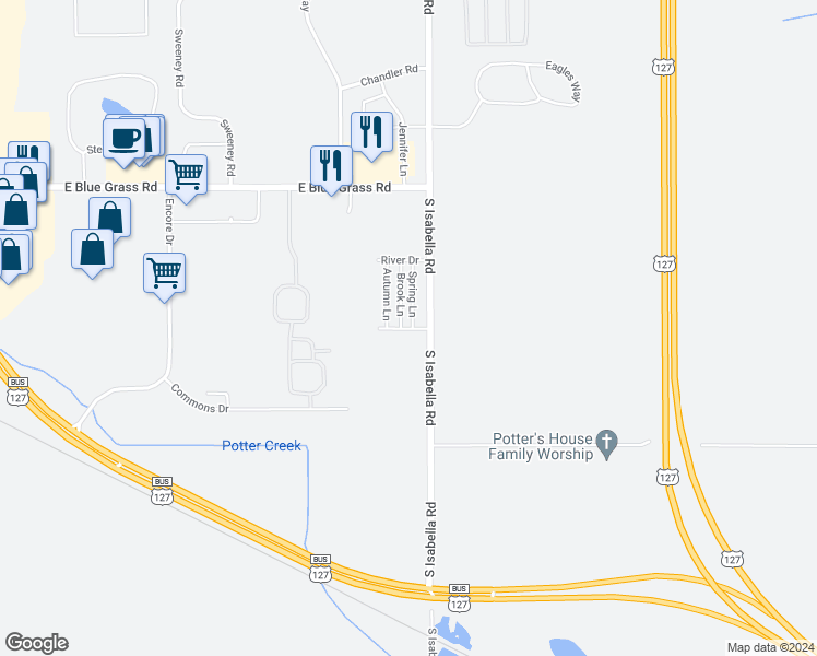 map of restaurants, bars, coffee shops, grocery stores, and more near 4697 Brook Lane in Mount Pleasant