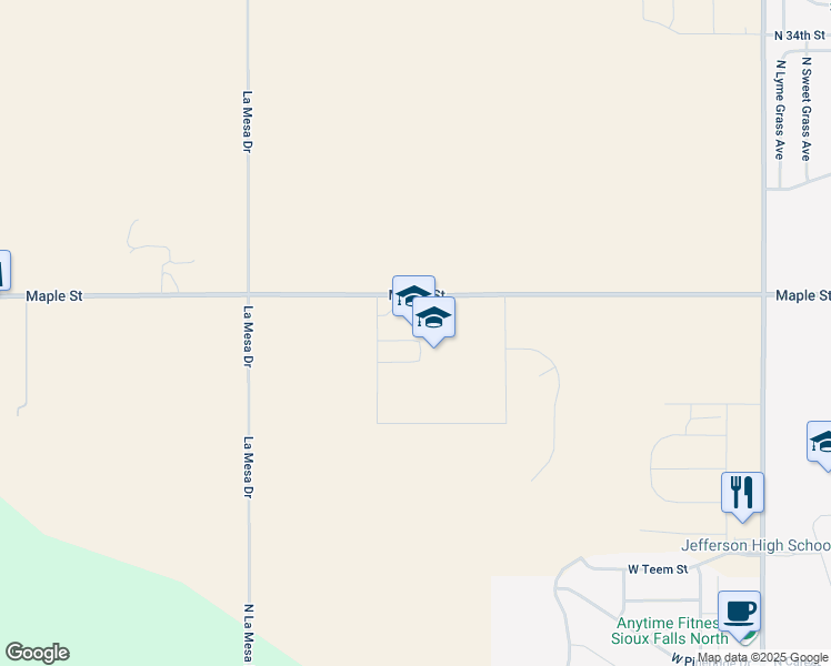 map of restaurants, bars, coffee shops, grocery stores, and more near 6221 West Maple Street in Sioux Falls