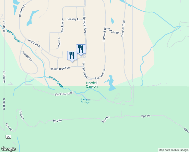 map of restaurants, bars, coffee shops, grocery stores, and more near 39 Springs Parkway in Victor