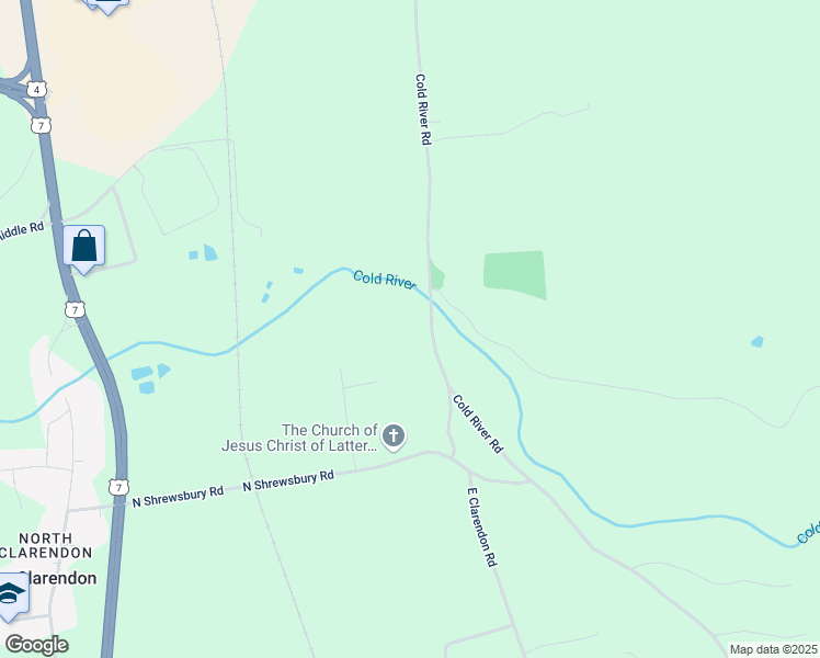 map of restaurants, bars, coffee shops, grocery stores, and more near 1311 Cold River Road in Clarendon